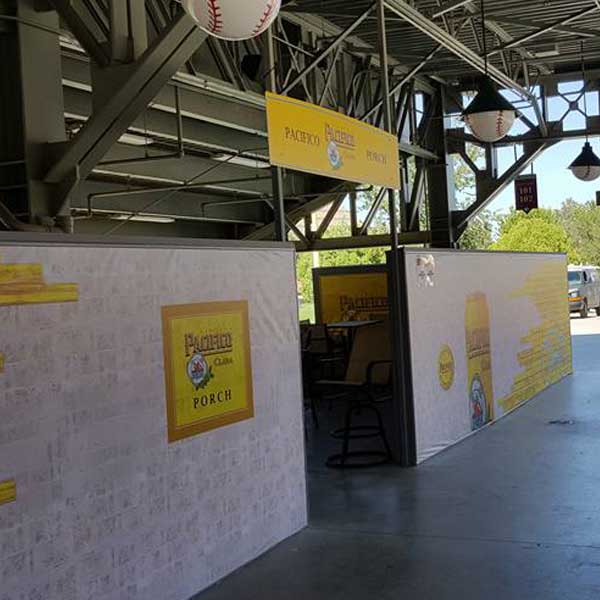 Pacifico branded wall wrap at Raley Field
