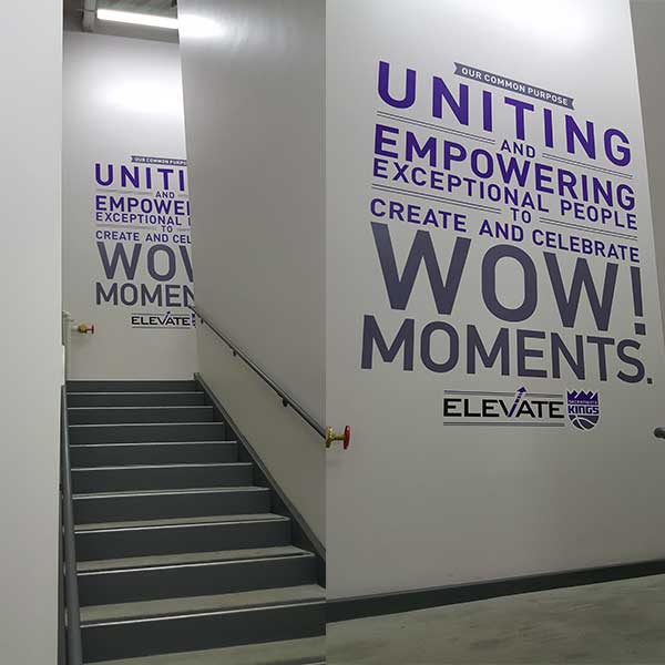 Ten-foot wall decal in an arena concourse
