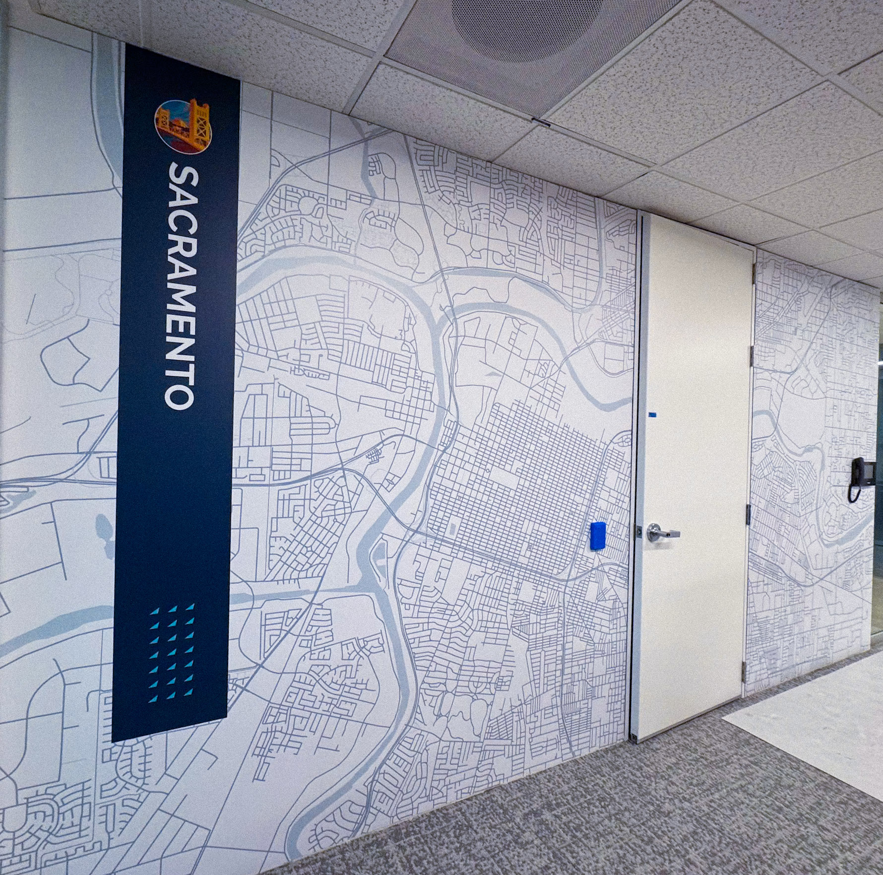 Custom wallcovering installed in a Sacramento interior
